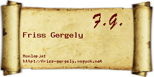 Friss Gergely névjegykártya